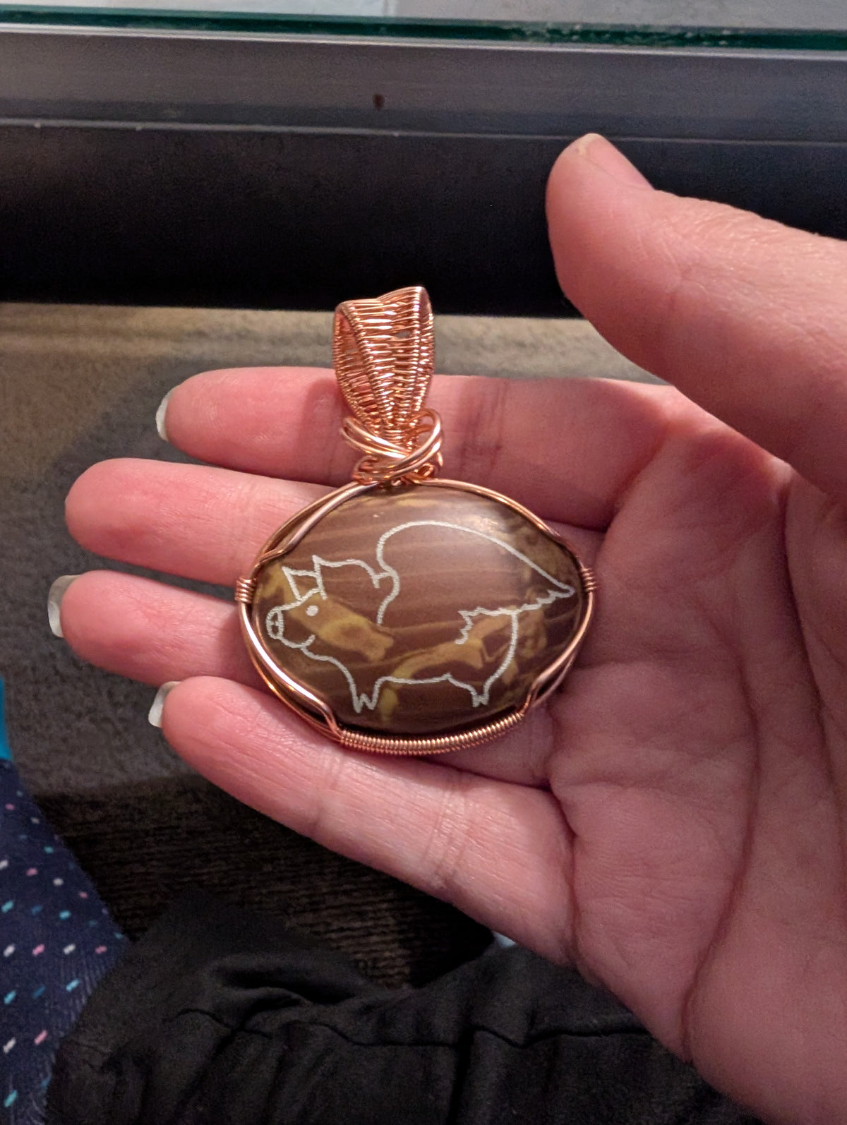 Brown Jasper Wire Wrapped Pendant