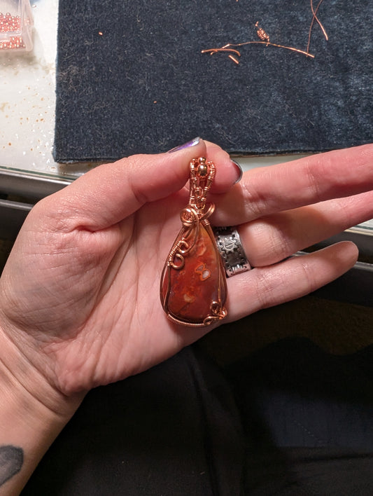 Carnelian Wire Wrapped Pendant