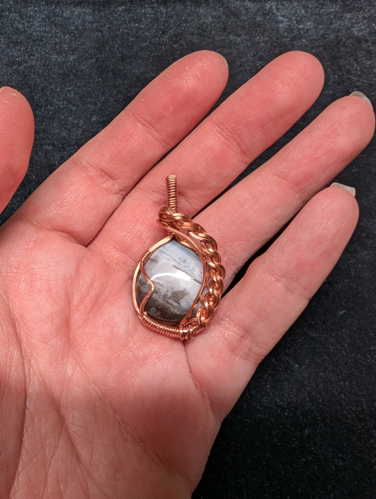 Blue Opal Wire Wrapped Pendant