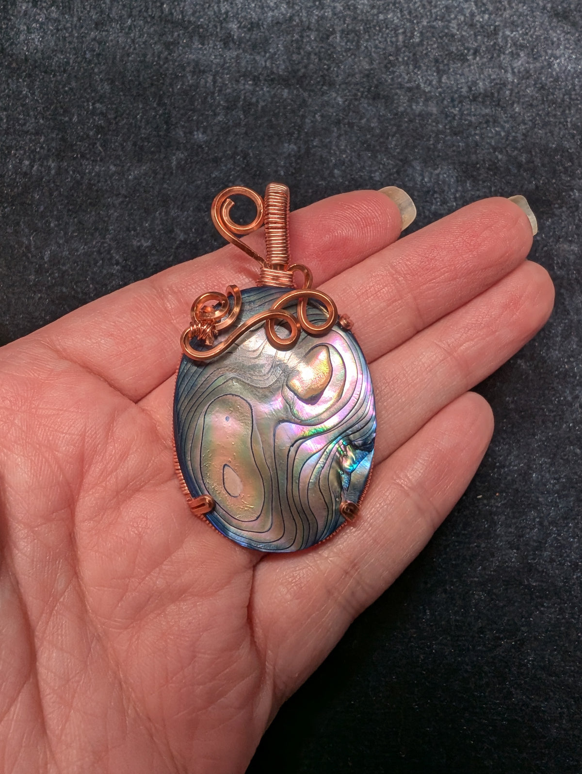Mother of Pearl Prong-Style Wire Wrapped Pendant
