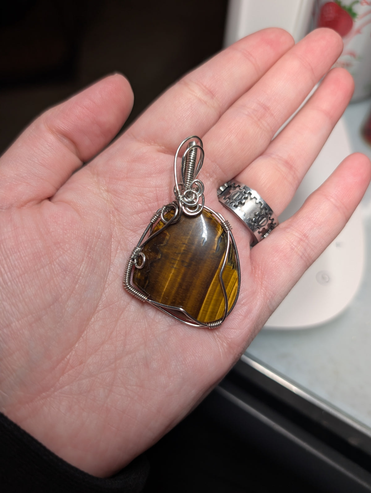 Tiger Eye Wire Wrapped Pendant