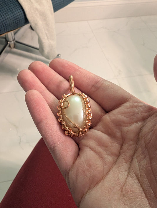 Vintage Acrylic Pearl Wire Wrapped Pendant