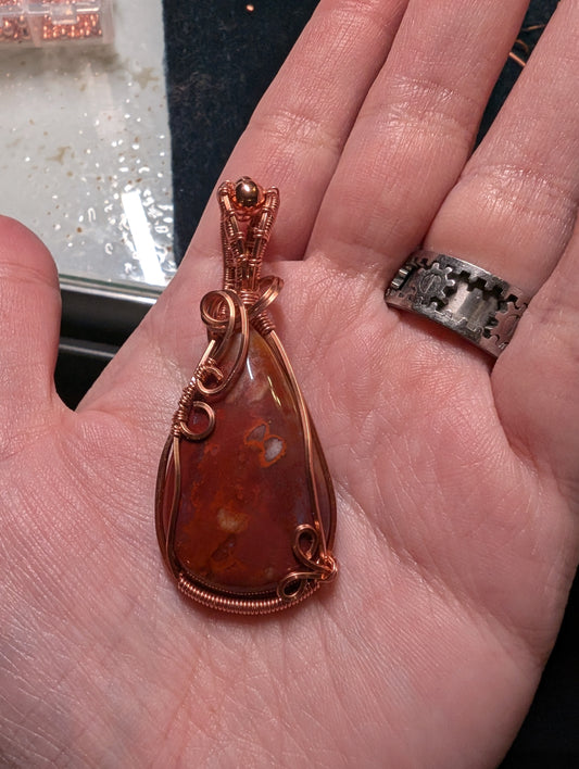 Carnelian Wire Wrapped Pendant