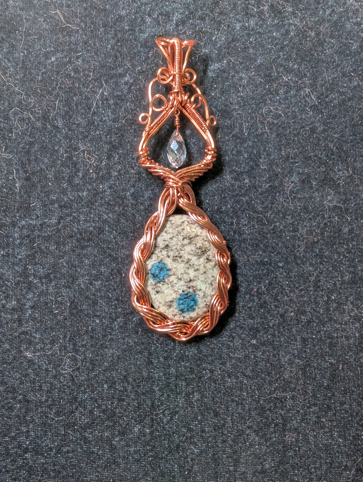 K2 Jasper and Crystal Wire Wrapped Pendant