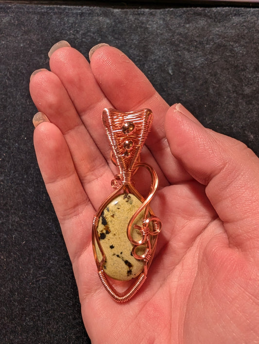 Green Jasper Wire Wrapped Pendant