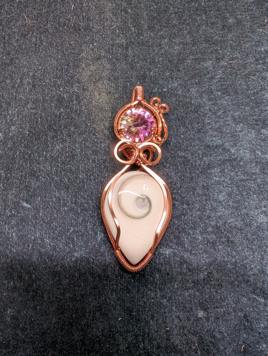 Eye of Shiva and Crystal Wire Wrapped Pendant