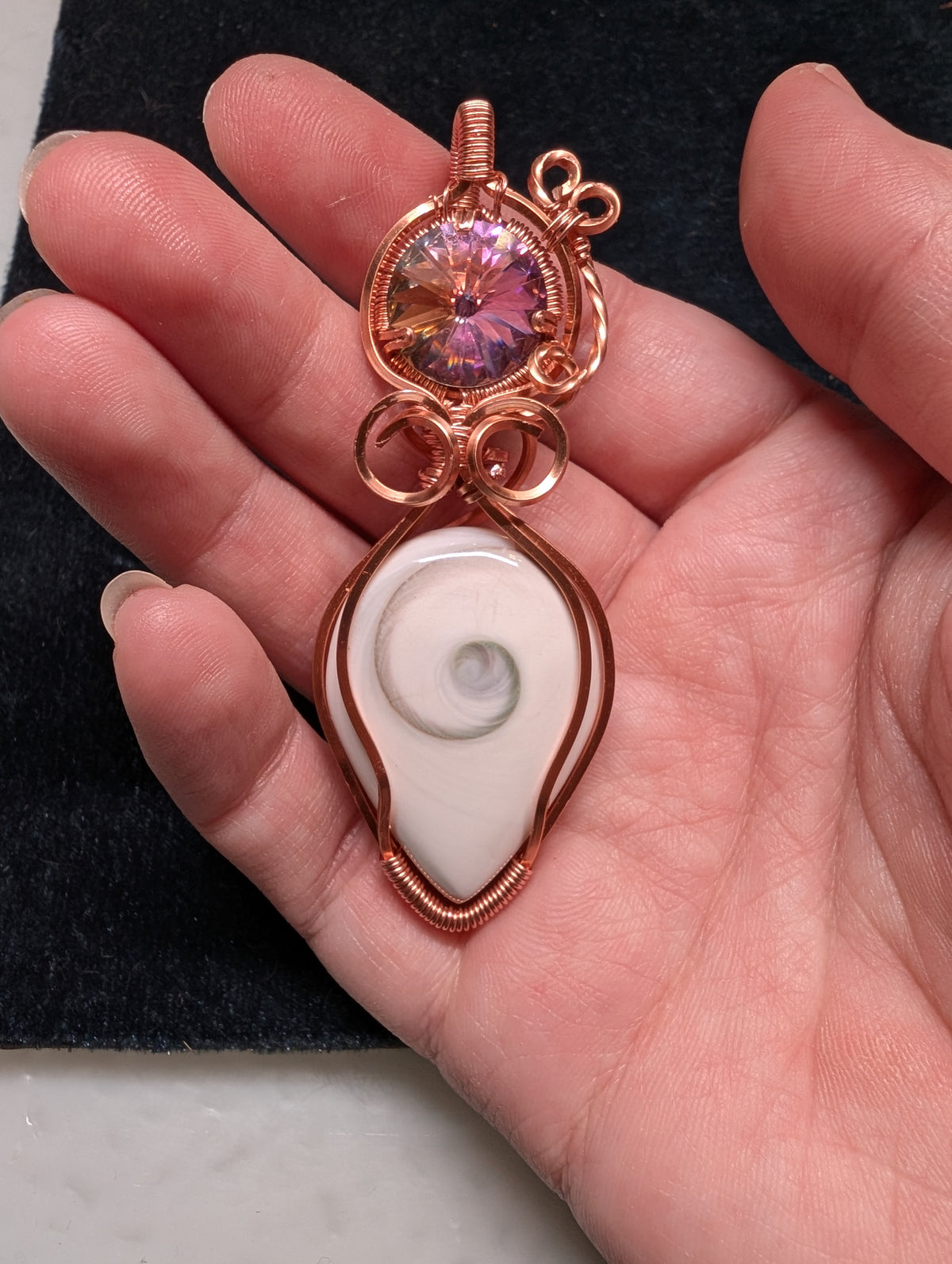 Eye of Shiva and Crystal Wire Wrapped Pendant