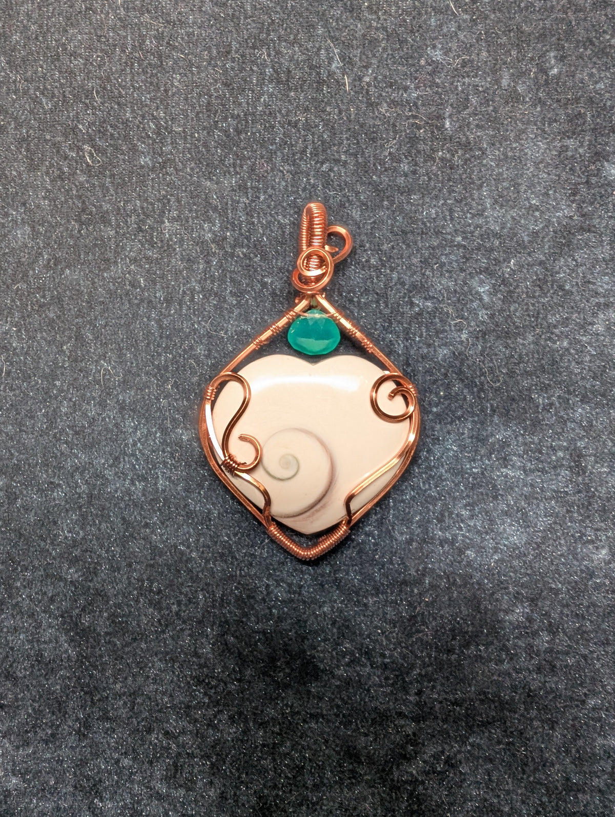 Eye of Shiva and Green Onyx Wire Wrapped Pendant