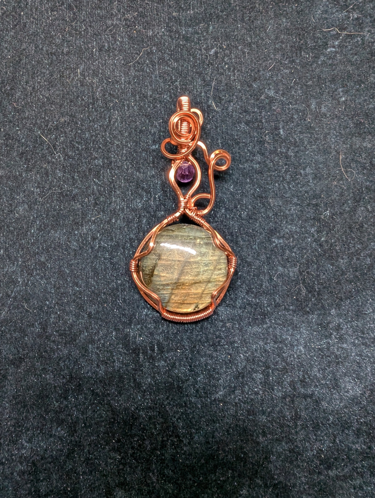 Labradorite and Amethyst Wire Wrapped Pendant