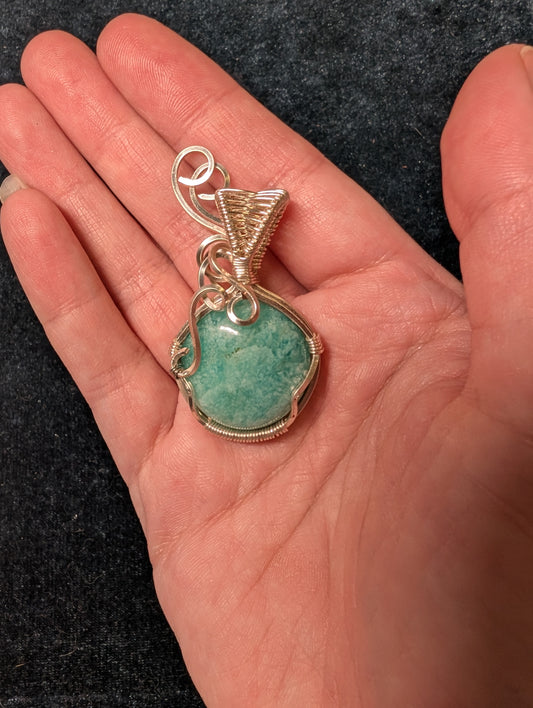 Amazonite Wire Wrapped Pendant
