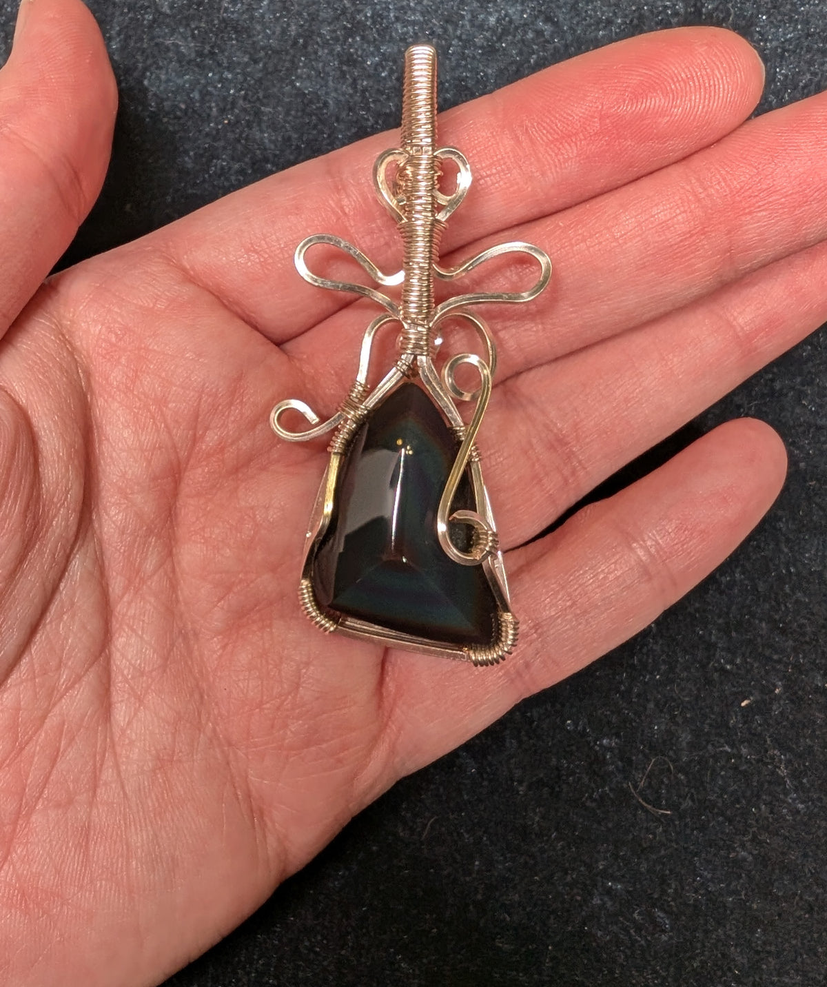 Rainbow Obsidian Wire Wrapped Pendant