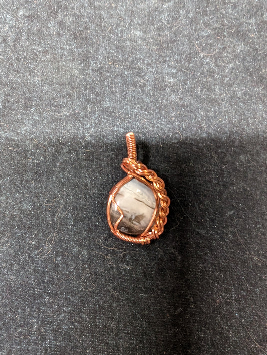 Blue Opal Wire Wrapped Pendant