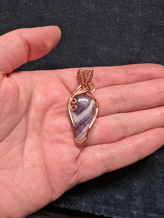 Chevron Amethyst Wire Wrapped Pendant