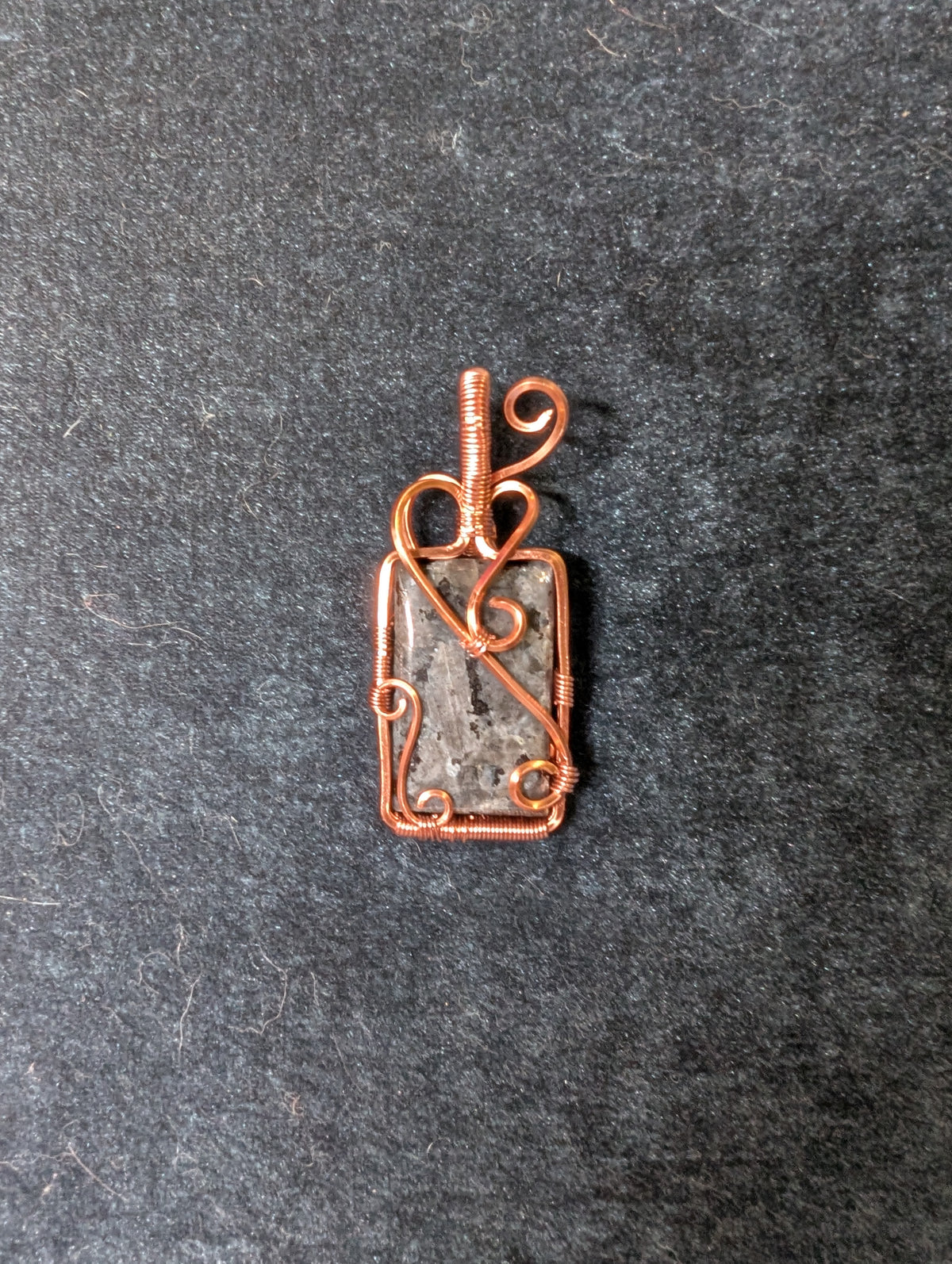 Larvikite Rectangular Wire Wrapped Pendant