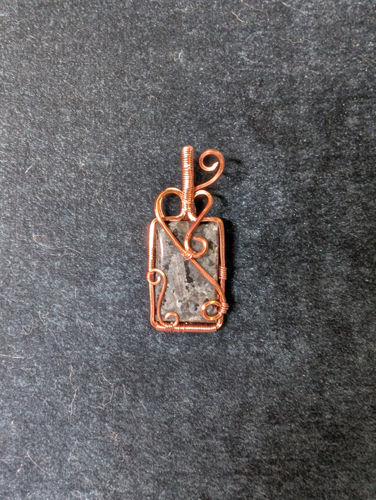Larvikite Rectangular Wire Wrapped Pendant