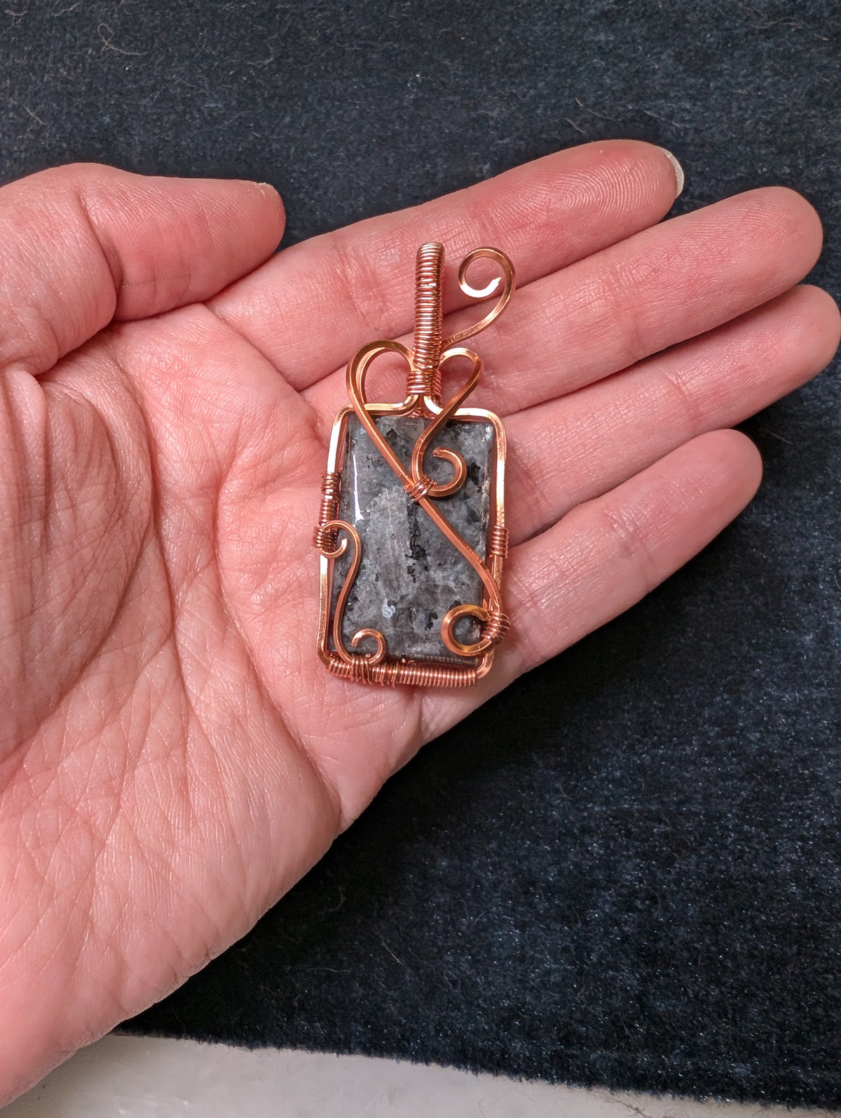 Larvikite Rectangular Wire Wrapped Pendant
