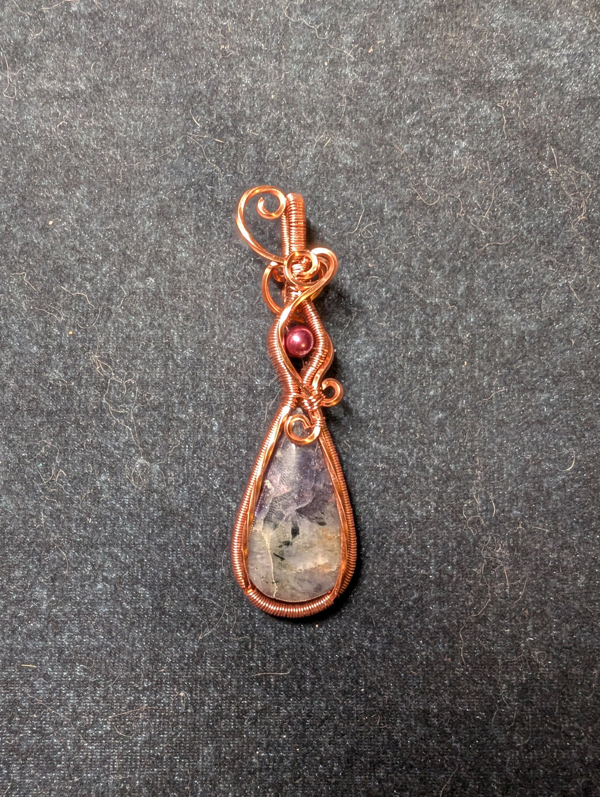 Blue Aventurine and Pearl Wire Wrapped Pendant