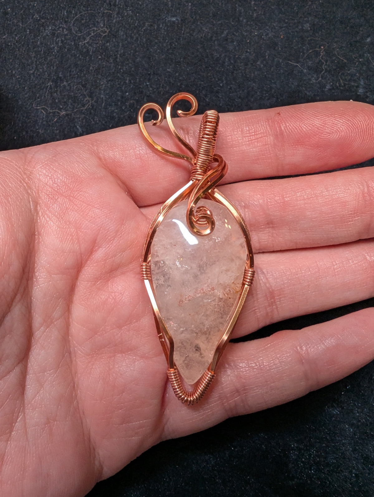 Hematite Quartz Wire Wrapped Pendant