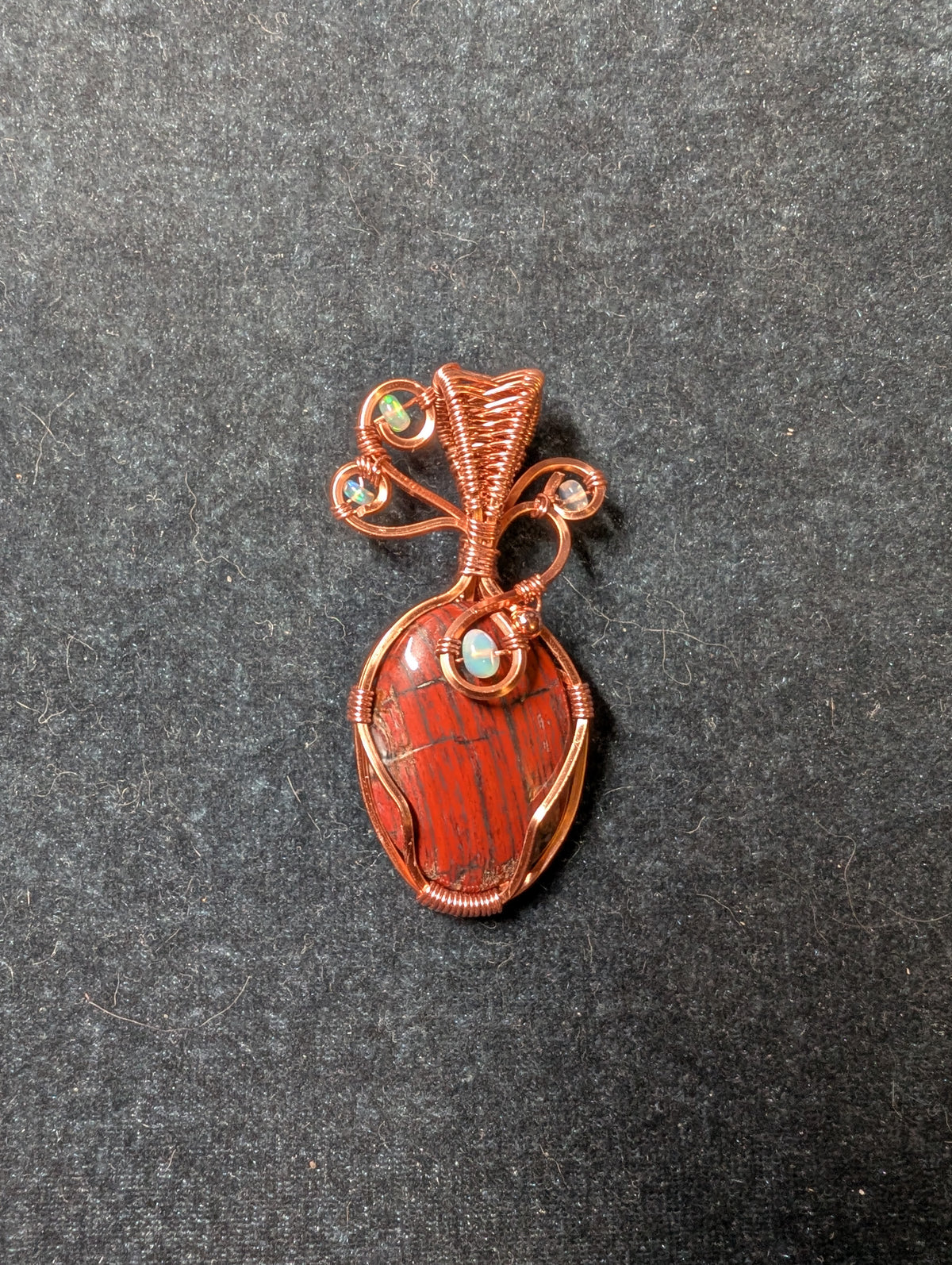 Red Crazy Lace Agate and Fire Opal Wire Wrapped Pendant