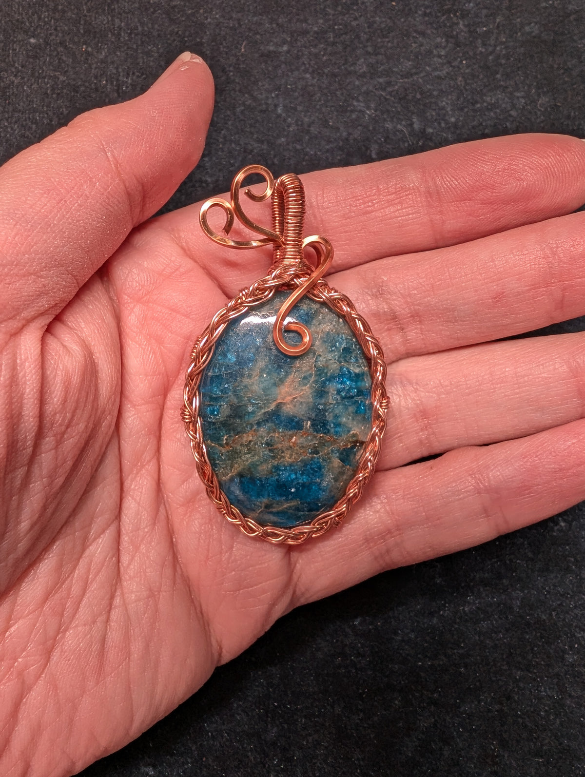 Apatite Braided Wire Wrapped Pendant
