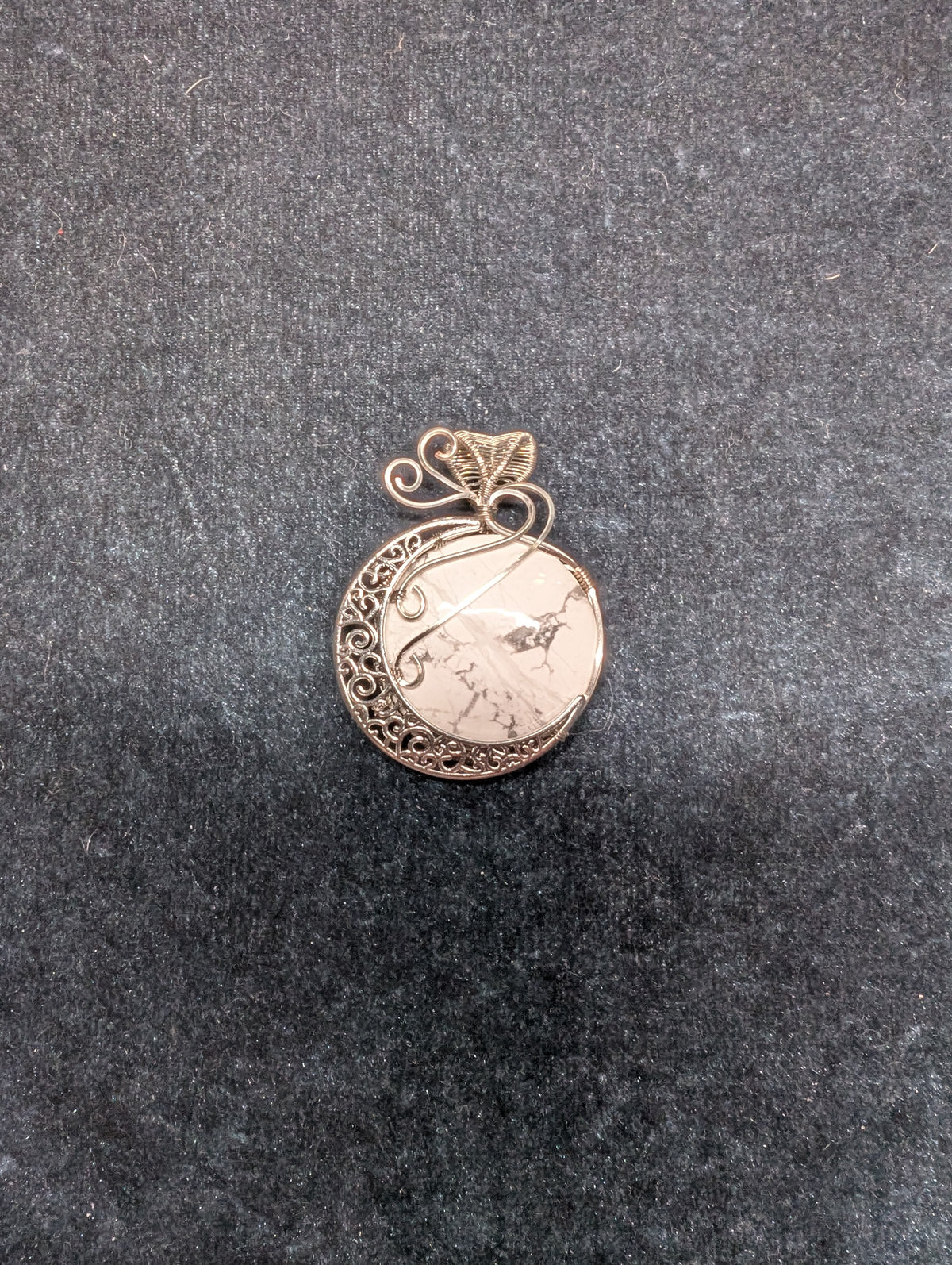 Howlite with Moon Wire Wrapped Pendant