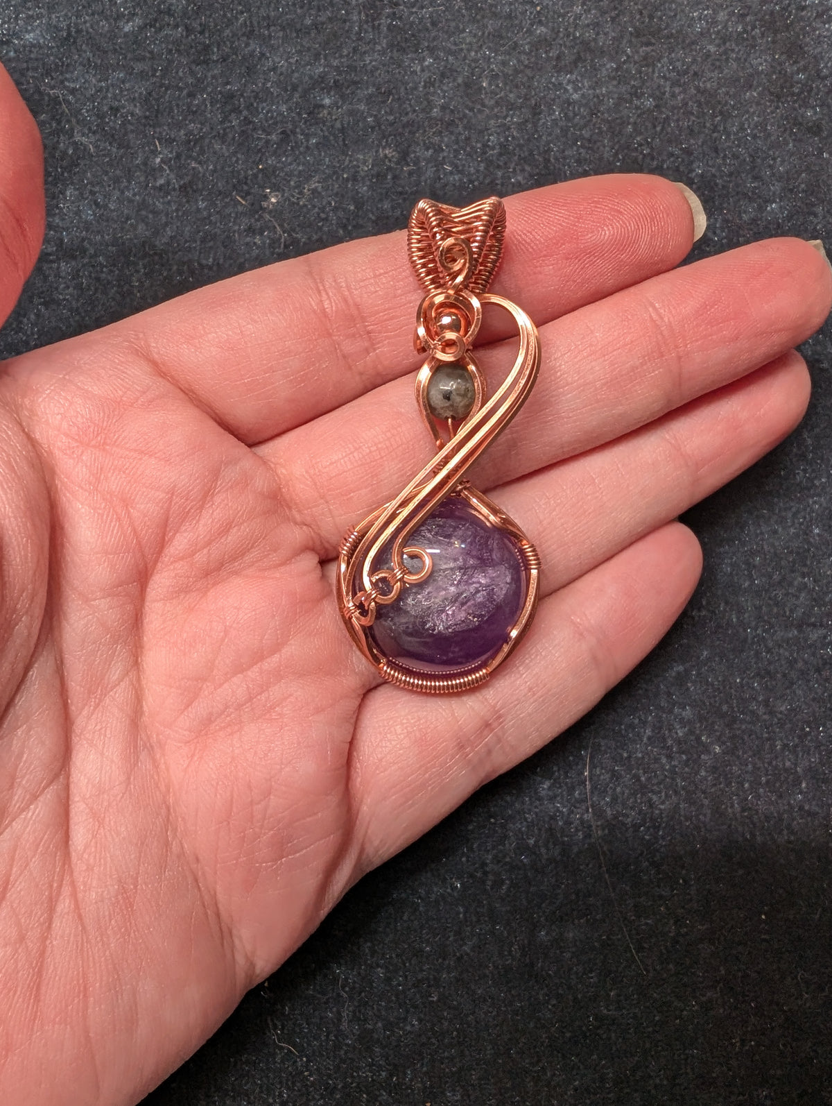 "Duet" Amethyst and Yooperlite Wire Wrapped Pendant