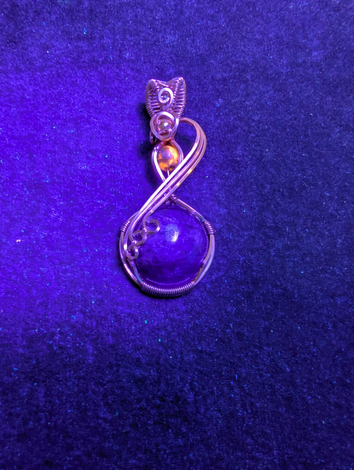 "Duet" Amethyst and Yooperlite Wire Wrapped Pendant
