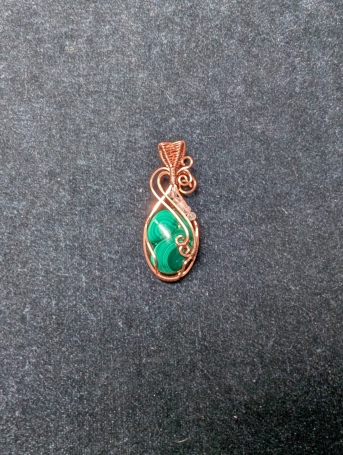 Malachite and Clear Quartz Wire Wrapped Pendant