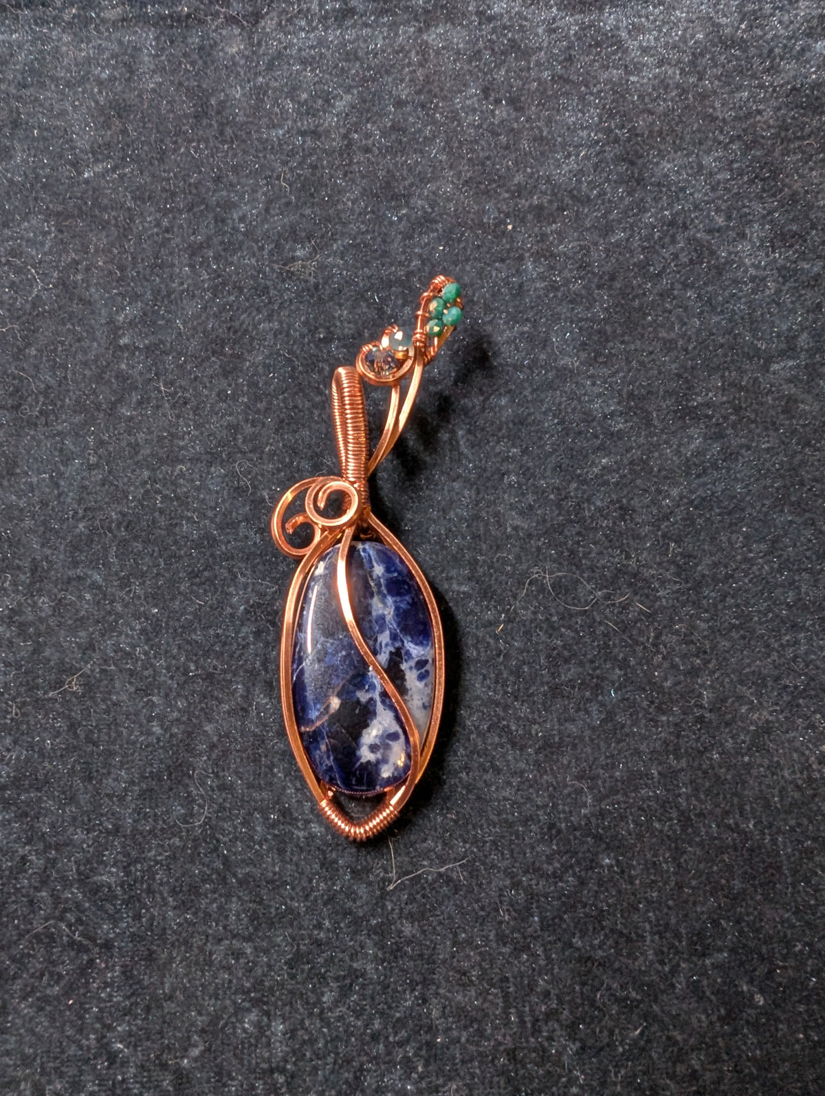 Sodalite and Crystal Wire Wrapped Pendant