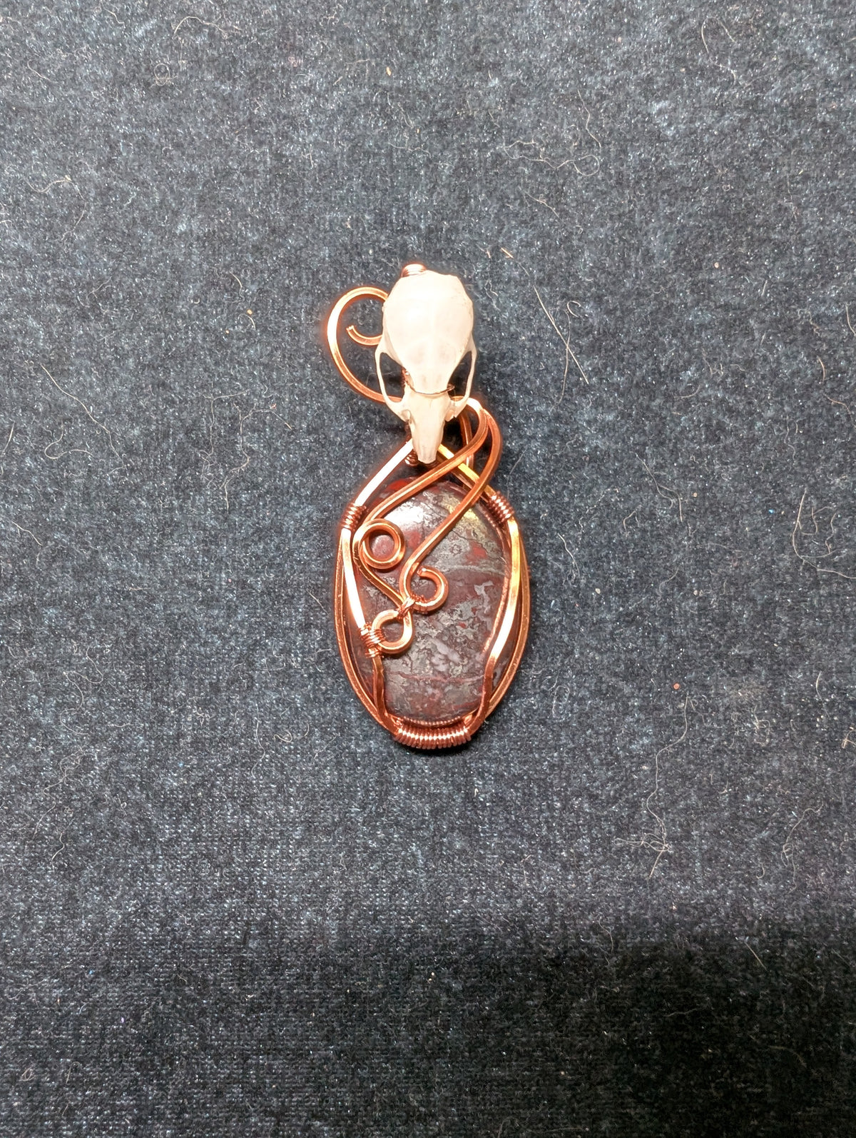 Jaspillite and Mouse Skull Wire Wrapped Pendant