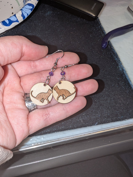 Laser Cut Wood Earrings, Small